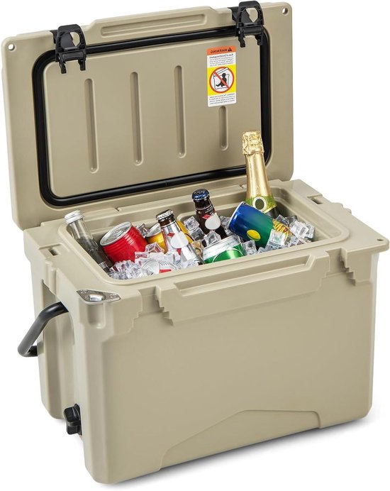 Koelbox 21 liter - Isoleerbox Thermobox - Buitenactiviteiten - Rotatiegevormde constructie - 55 x 33 x 37 cm - Kaki van Koelbox.