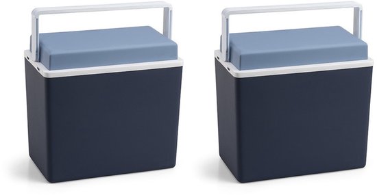 Koelbox - 2x - blauw - klein formaat - 10 liter - 30,5 cm - koelboxen van Aerzeti