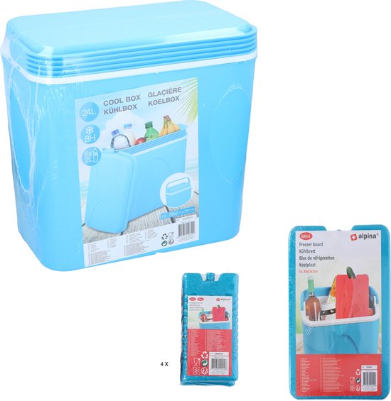 Koelbox + 4 koelelementen - 24 liter inhoud - 39 x 25 x 38 cm - blauw van KOEL