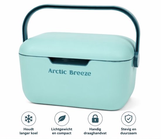 Koelbox 5 liter compact lichtgewicht draagbaar ideaal voor Strand Picknick Lunch Mintgroen van Merkloos