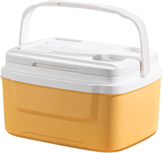 Koelbox Auto - Draagbare Koeler - Picknick en Camping - Lekvrij Ontwerp - 8 Liter - Geel