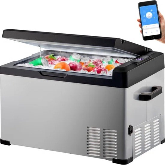 Koelbox deluxe - 30L - 45 Blikjes - Koeltas - Elektrisch - Oplaadbaar - Vriescombinatie - 220V - Camping, Auto, Caravan van Merkloos