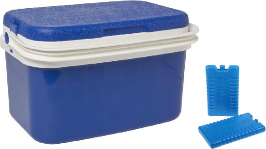 Koelbox donkerblauw 16 liter 42 x 29 x 26 cm incl. 2 koelelementen van Merkloos