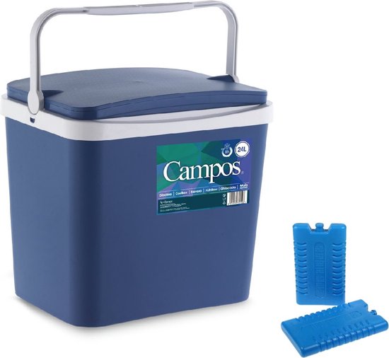 Koelbox donkerblauw 24 liter 40 x 30 x 36 cm incl. 2 koelelementen van Campart Travel