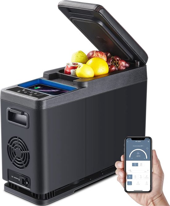 Koelbox - Draagbare koelkast voor auto, 8 liter, draagbare elektrische koelkast, koelkast, vriezer, handleiding en app-bediening, 12/24 V DC vriezers voor reizen, picknick, camping, thuisgebruik van KOEL