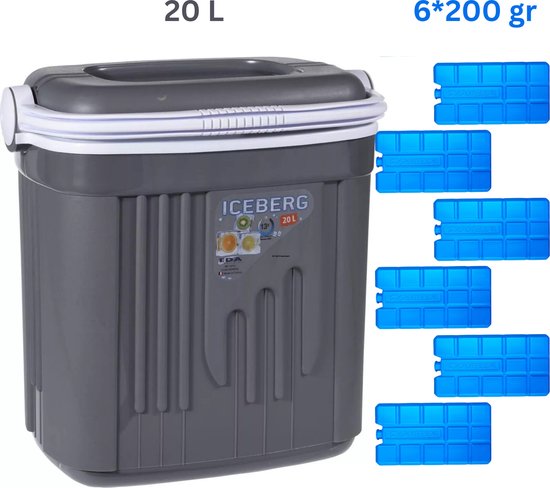Koelbox EDA iceberg 20 Liter met 6 koelelementen 200 gram van EDA