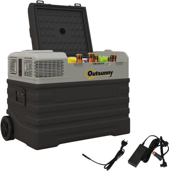 Koelbox Elektrisch 12V en 230 volt - Camping Koelkast - 56 L - Auto en Camping - Frigobox - Tot -20°C - Zwart van Merkloos