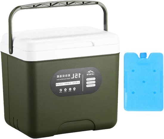 Koelbox - Ijsbox Drankhouder - Outdoor Activiteiten - Meerlaagse Isolatie - 15 Liter - Grijs