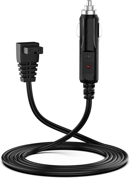 Koelbox Kabel - Autokoelkast Verlengkabel - Reizen Kamperen - Veilige Stroomaansluiting - 3 meter - Zwart