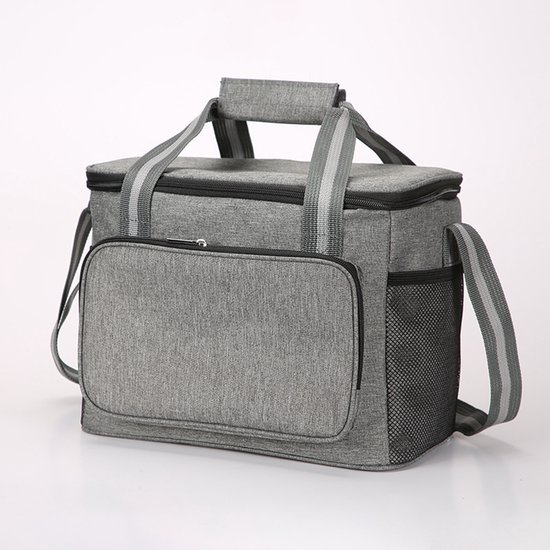 Koelbox - Koeltas - Koeltas 15L - Koelrugzak - Koeltasje Klein - Waterdicht - Draagbaar - Schouderband - Koeltassen Opvouwbaar - 600D Oxford - Kleine Koeltas voor Onderweg, Thermische Tas voor Picknicks, Camping, Excursies - Grijs