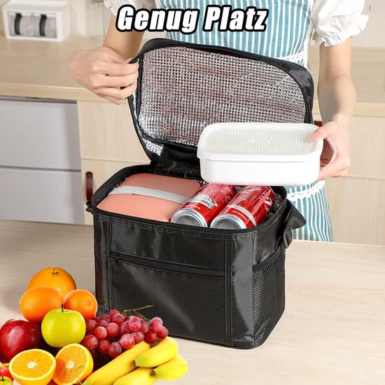 Koelbox - Koeltas - Thermotas - Lunchtas 10L - Geïsoleerde Picknicktas - Klein Opvouwbaar - Slijtvast Oxford-doek - 27X24X14CM - Zwart van Merkloos