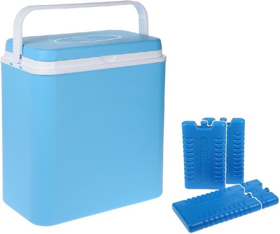 Koelbox lichtblauw 24 liter 39 x 25 x 38 cm incl. 4 koelelementen