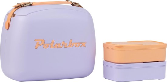Koelbox Lunchbox - Isolatie tas - Eten Vers Houden - Met 2 Opbergdozen - 6 Liter - Paars Oranje