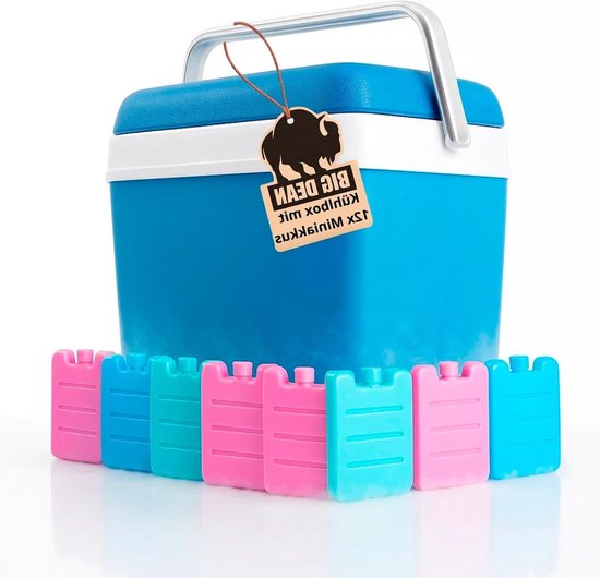Koelbox met Accu's - Isolerende Box - Dranken Koel Houden - Inclusief 12 Koelaccu's - 24 Liter - Blauw Wit van Koelbox.