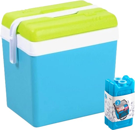 Koelbox met koelelementen - 24 liter - kunststof - blauw - 36 x 27 x 40 cm van KOEL