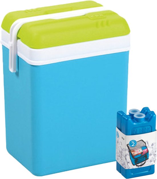 Koelbox met koelelementen - 25 liter - kunststof - blauw - 30 x 22 x 39 cm van KOEL