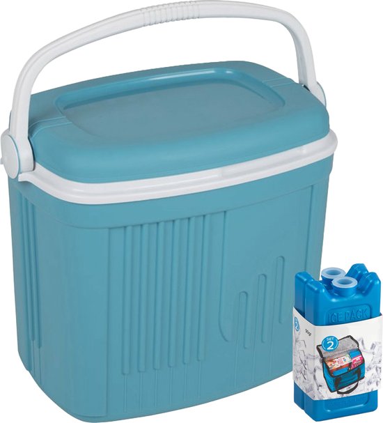 Koelbox met koelelementen - 32 liter - kunststof - blauw - 47 x 33 x 42 cm van Campart Travel