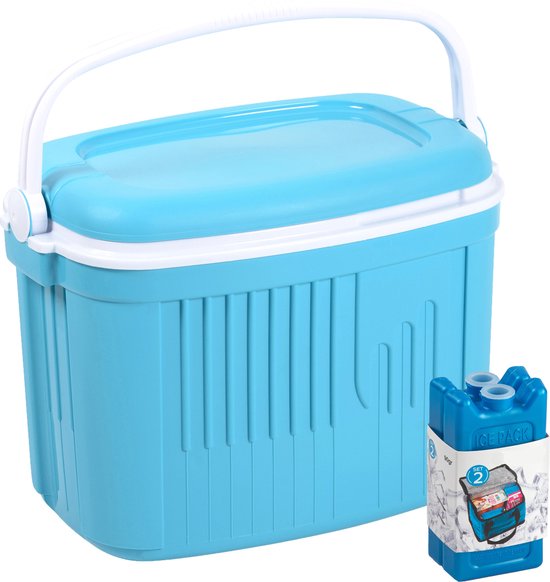 Koelbox met koelelementen - 42 liter - kunststof - blauw - 56 x 37 x 42 cm van KOEL