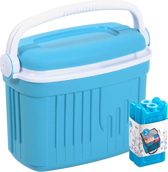 Koelbox met koelelementen - 8 liter - kunststof - blauw - 36 x 21 x 28 cm van KOEL