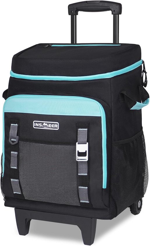 Koelbox met Wielen - 80 Blikjes, 50L, Opvouwbaar en Draagbaar voor Camping en Strand