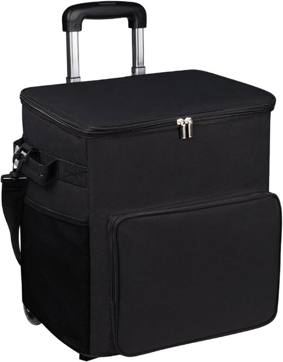 Koelbox met wielen - Isolerende tas - Buitenactiviteiten - Verstelbare handgreep - 35 liter - Zwart