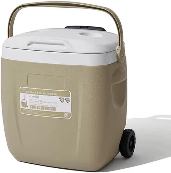 Koelbox Op Wielen - Grote Koelbox - Outdoor Kamperen Vissen - 48 Uur Koud Houden - 26 Liter Capaciteit - Groen