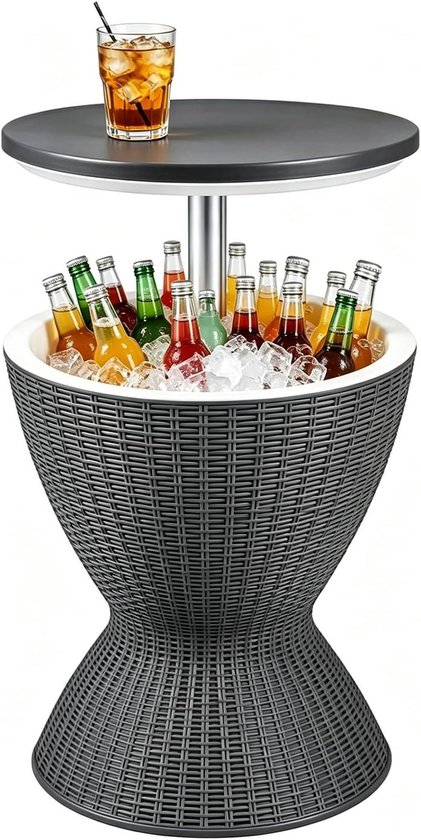 Koelbox Tafel - Buitentafel Koeler - Dranken Koel Houden - In Hoogte Verstelbaar - 30 Liter - Grijs van Koelbox.