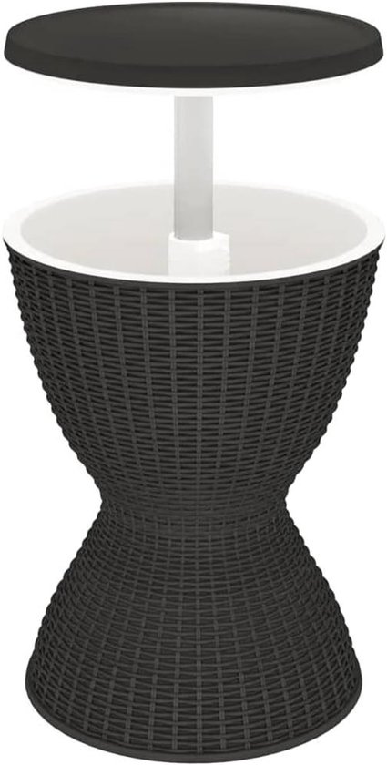 Koelbox Tafel - Cocktailtafel Bijzettafel - Buitenfeesten Organiseren - 3-in-1 Functionaliteit - 48 x 48 cm - Zwart