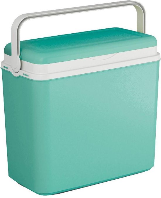 Koelbox turquoise groen 24 liter 39 x 24 x 40 cm - Koelboxen voor onderweg voor op de camping of het strand van KOEL