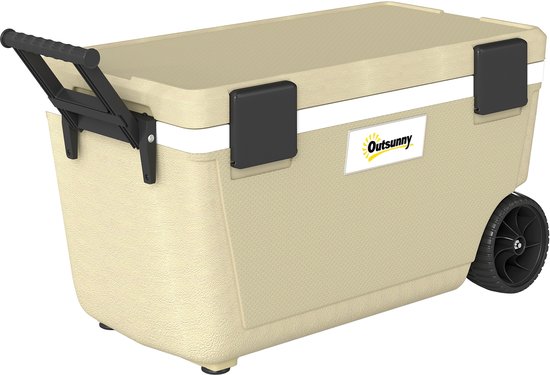 Koelbox van 70 liter - grote passieve thermobox - houdt tot 72 uur koel - met PU - schuimisolatie - wielen - aftapkraan en handvat.