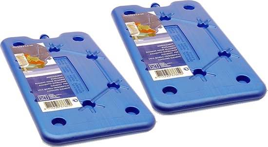 Koelelement - 2x - blauw - polyethyleen - 400 gram - L25 x B14 x H1,5 cm van KOEL