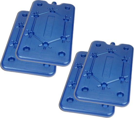 Koelelement - 4x - blauw - kunststof - 400 gram - 14 x 25 x 1 cm van KOEL