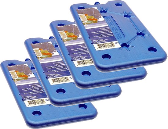 Koelelement - 4x - blauw - polyethyleen - 400 gram - L25 x B14 x H1,5 cm van KOEL