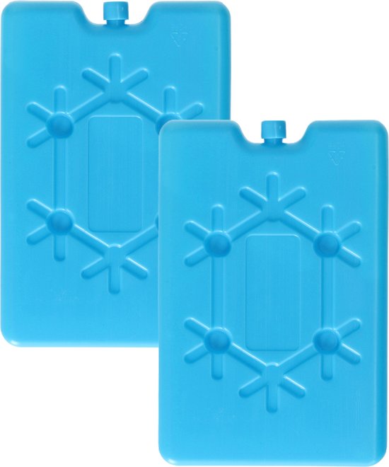 Koelelement plat - 2x - blauw - 200 ml - 11 x 16 cm - koeltas/koelbox element