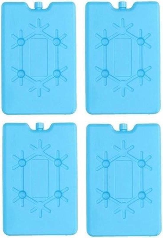 Koelelement plat - 4x - blauw - 200 ml - 11 x 16 cm - koeltas/koelbox element