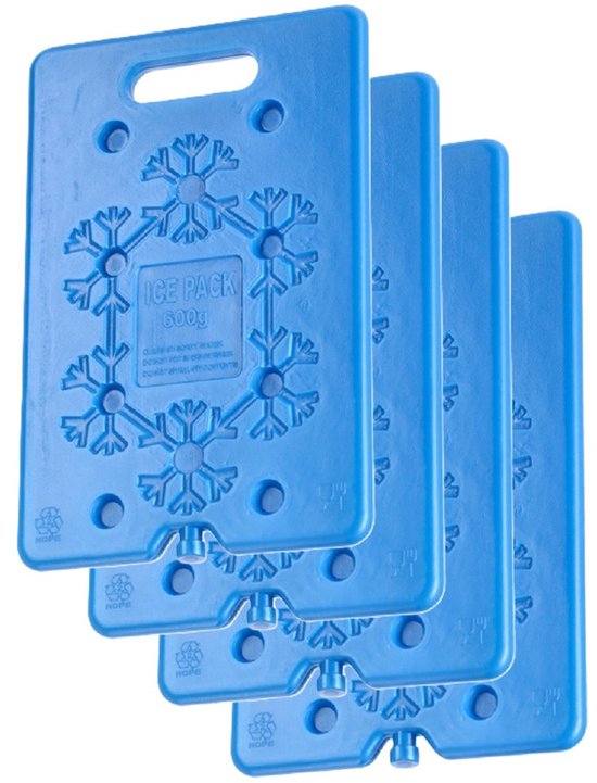Koelelementen - 4x - 600 ml - blauw - 20 x 30 cm - Koelblokken/koelelementen voor koeltas/koelbox