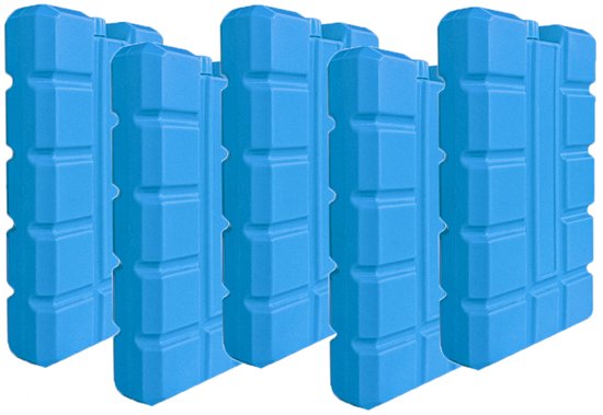 Koelelementen - 5 Stuks - 200ml - Koelelementen voor koelbox - blauw - 15x8.5x2.2cm - Herbruikbaar - geschikt voor buiten - om levensmiddelen vers te houden - BPA-vrije van Merkloos