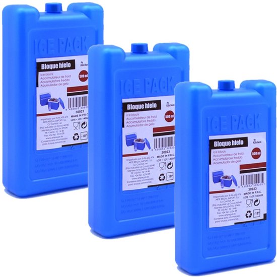 Koelelementen extra dik - 3x - blauw - 10 x 4 x 18 cm - Koelblokken - voor koeltas/koelbox van KOEL