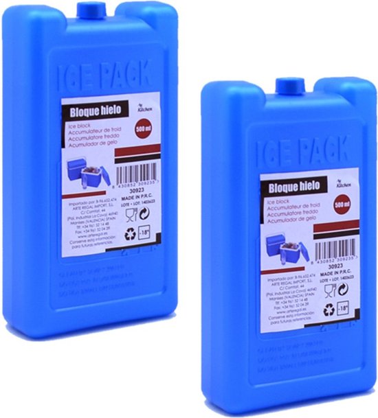 Koelelementen extra dik - 4x - blauw - 10 x 4 x 18 cm - Koelblokken - voor koeltas/koelbox van KOEL