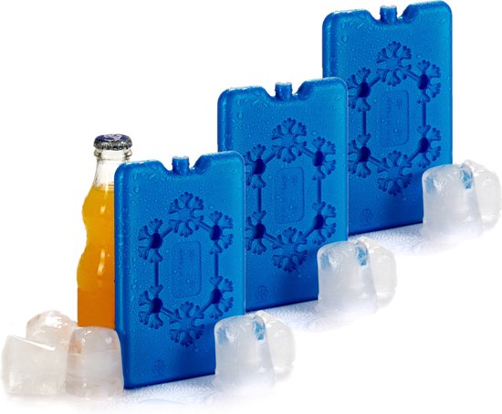 Koelelementen extra plat - 3x - blauw - 11 x 2 x 16 cm - Koelblokken - voor koeltas/koelbox van KOEL