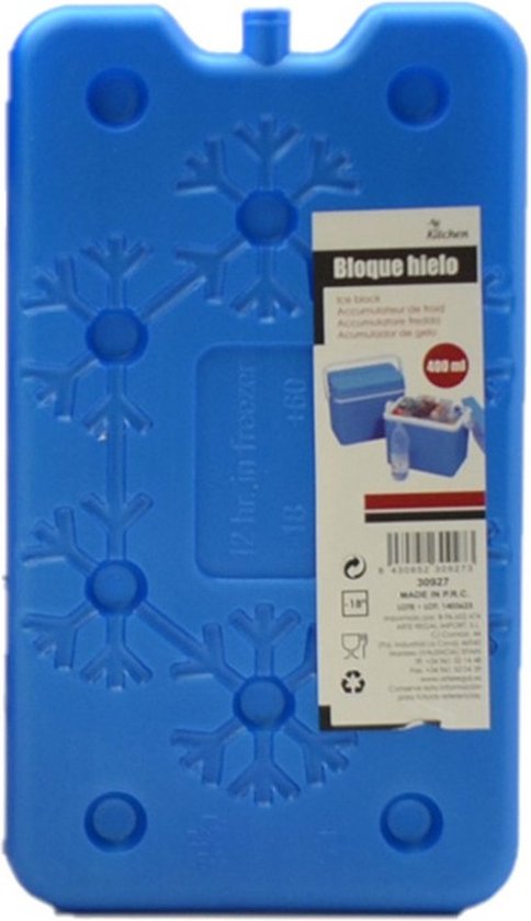 Koelelementen plat - 14 x 2 x 25 cm - blauw - 400 gram - Koelblokken/koelelementen voor koeltas/koelbox van KOEL