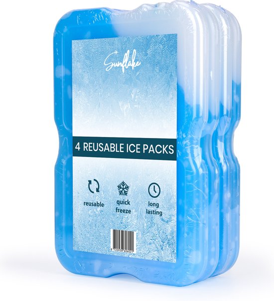 Koelelementen voor Koelbox en Koeltas - 4pack - Platte, Kleine en Mini Vrieselementen voor Reis, Picknick en Kamperen - Compacte Gel Koelelementen - Sunflake van KOEL