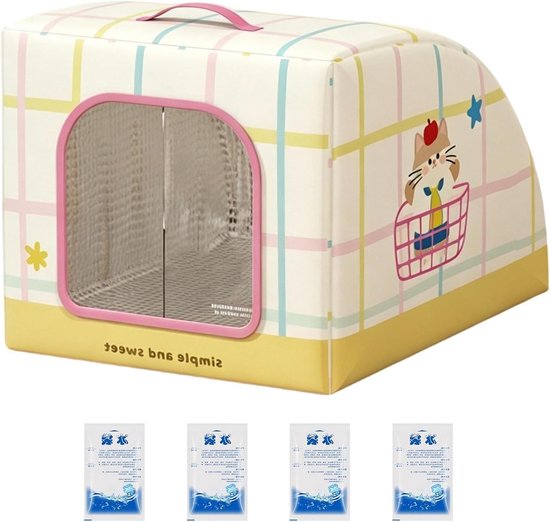Koelend Kattenhuis - Dierenasiel Zomer - Huisdier Koel Houden - Ijspak Compatibel - 30x12x12 cm - Grijs