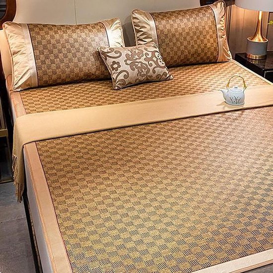 Koelende bamboe mat - Zomer matras topper - Koel slapen - Ademend en vochtafvoerend - 90 cm - Multicolor