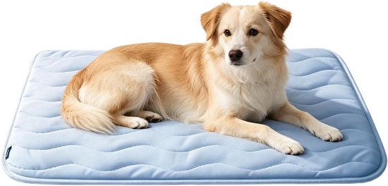Koelende Hond Bed - Huisdier Koelmat - Zomerse Verkoeling - Directe Koeling Zonder Gel - L - Lichtblauw