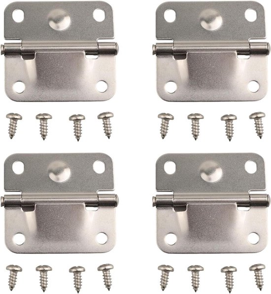 Koeler Scharnier Set - Deksel Reparatie - Buitenactiviteiten - Roestvrij Staal - 4 Stuks - Zilverkleurig