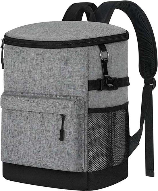 Koelere rugzak - Geïsoleerde tas - Picknick en reizen - Waterdicht en robuust - 17 liter capaciteit - Grijs