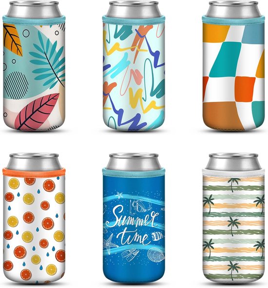 Koelhoes voor Blikjes - Drankhoes Isolatie - Dranken Koel Houden - Condensatie Afvoerend - 500 ml - Zomerkleuren