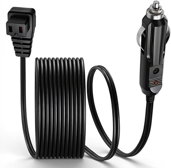 Koelkast Kabel - Stroomkabel Auto - Voeding Onderweg - 12 Volt Aansluiting - 4 Meter Lengte - Zwart