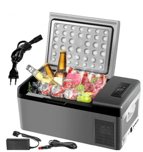 Koelkast - Minikoelkast - Koelkasten - Minikoelkast voor drankjes - Kleine Koelkast - 15L- 12/24V DC - Compressorkoeler voor op reis Camping Buitenactiviteiten van Merkloos